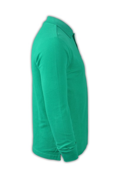 SKLPS010 pure colour plain color green 064 long sleeved men' s Polo shirt 1AD01 supply pure color shirts cotton fit high breathability breathable tee pure colour cotton 100% polo shirts supplier HK company price back view
